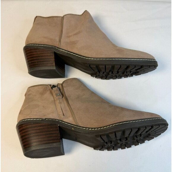Sam Edelman Pryce Women's Size 8.5M Taupe Suede Zip Block Heel Ankle Bootie - Picture 8 of 16